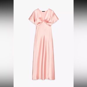 Zara Blush Satin Midi Dress